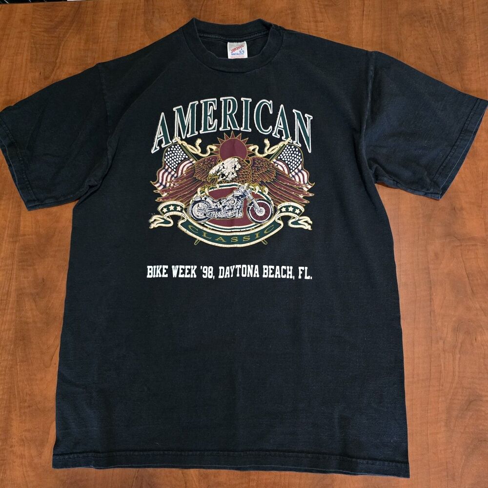 Jerzees Vintage 1998 Bike Week Daytona Beach Florida Americana Graphic Tee L